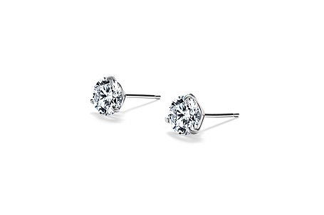 14K White Gold Three Prong Martini Round Stud Earrings (1 CTW...