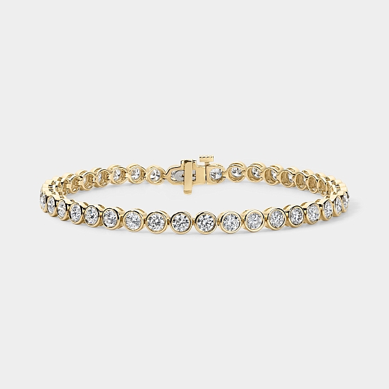 14K Yellow Gold Bezel Tennis Bracelet 5 CTW