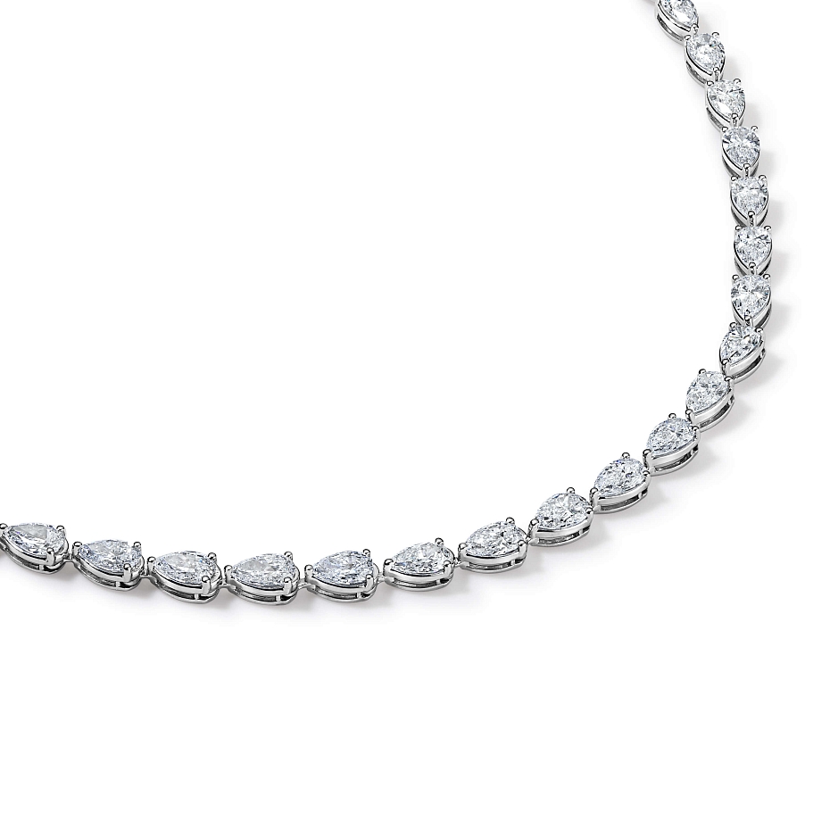 picture 14k White Gold Pear Tennis Necklace 14 CTW