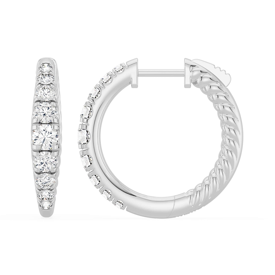 picture 14K White Gold Graduation Hoops 3 CTW