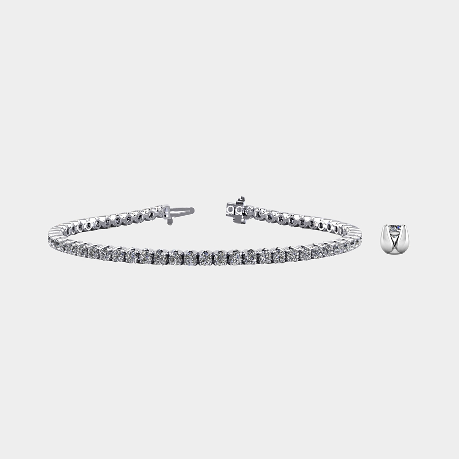 picture 14K White Gold Tulip Tennis Bracelet 10 CTW
