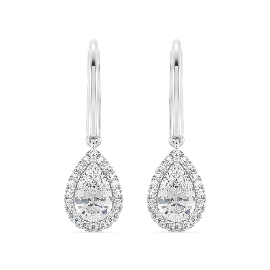 picture 14K White Gold Pear Halo Earrings 1.7 CTW