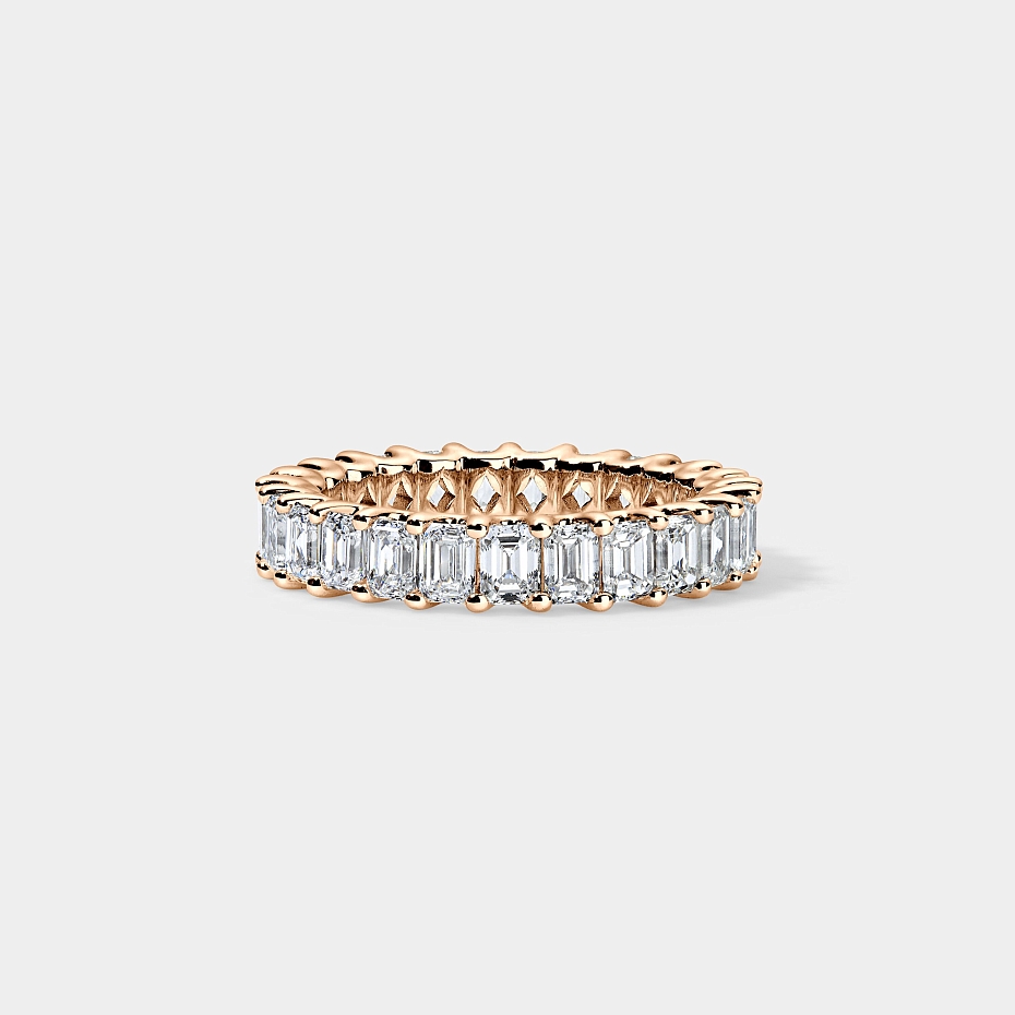 picture 14K Rose Gold U Emerald Eternity Ring 2.75 CTW…
