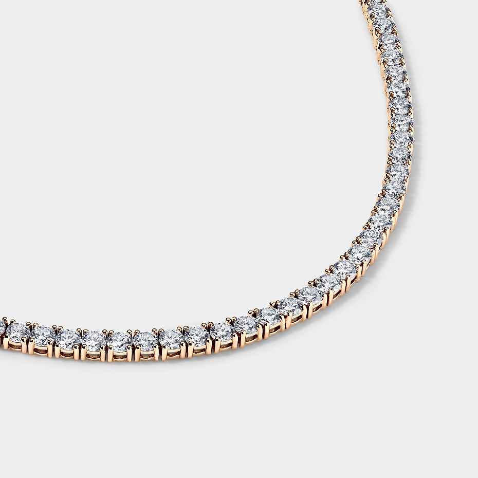 picture 14K Rose Gold Classic Tennis Necklace 6 CTW...