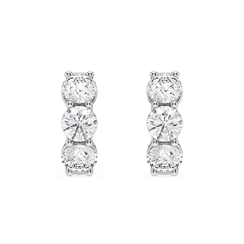 picture 14K White Gold 3 Stone Huggies 4 CTW…