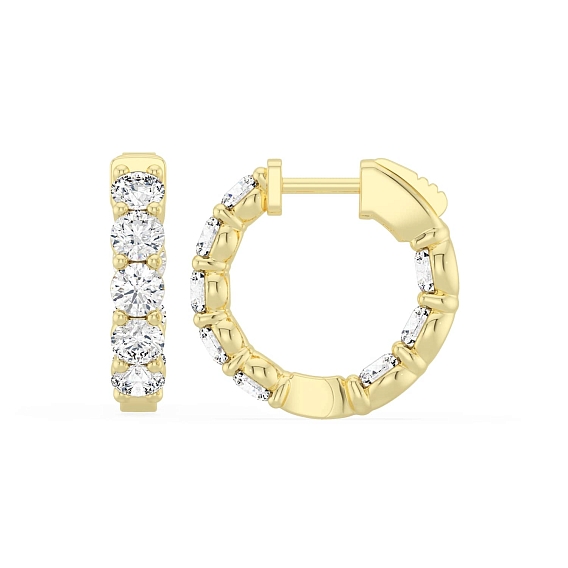 14K Yellow Gold Inside Out Hoops 4 CTW…