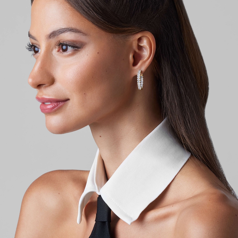 picture 14K Yellow Gold Oval Hoops 3.5 CTW