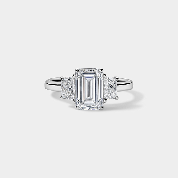 EMERALD CUT ENGAGEMENT RING with trapezoids