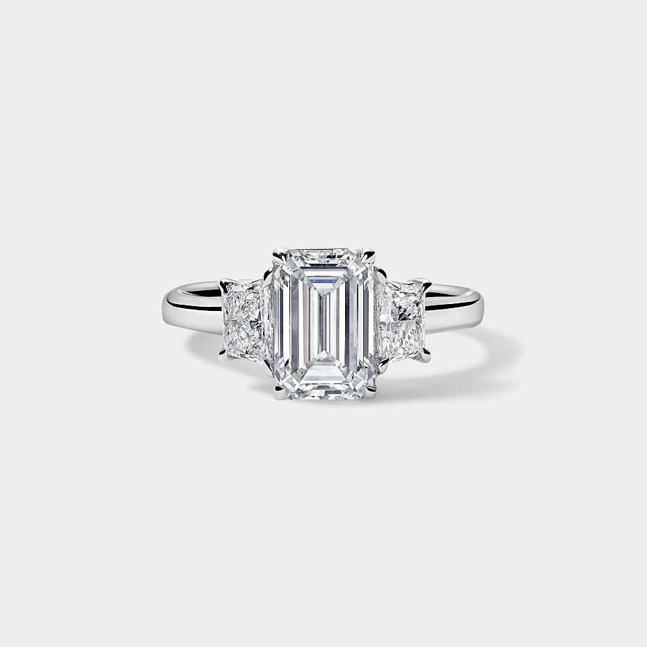 picture EMERALD CUT ENGAGEMENT RING with trapezoids
