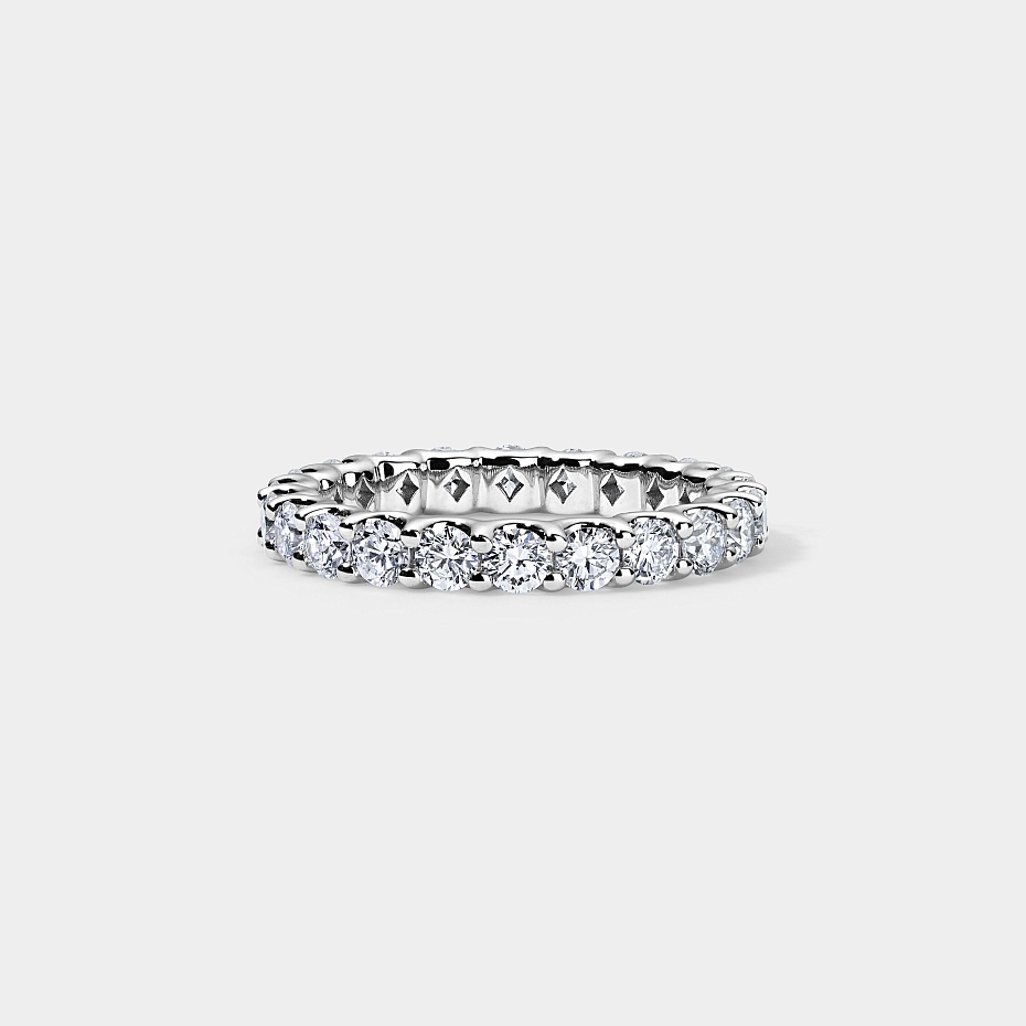 picture 14K White Gold U Round Eternity Ring 2 CTW…