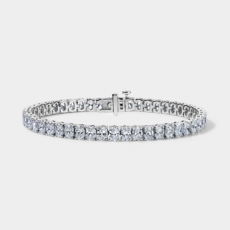 picture 14K White Gold Oval Tennis Bracelet 11 CTW
