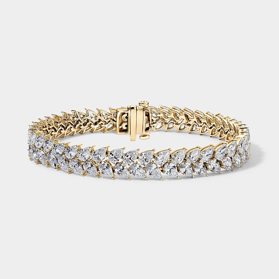 picture 14K Yellow Gold Pear Tennis Bracelet 15 CTW