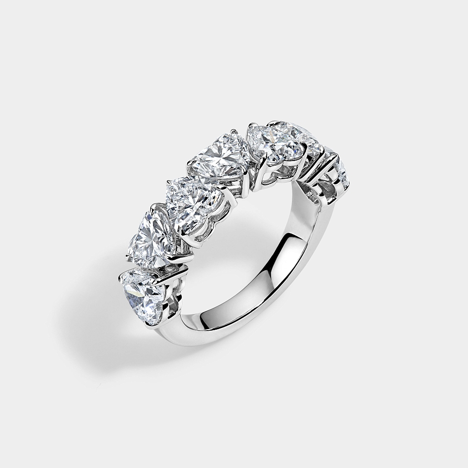 picture 14K White Gold Heart Anniversary Ring 3.5 CTW…