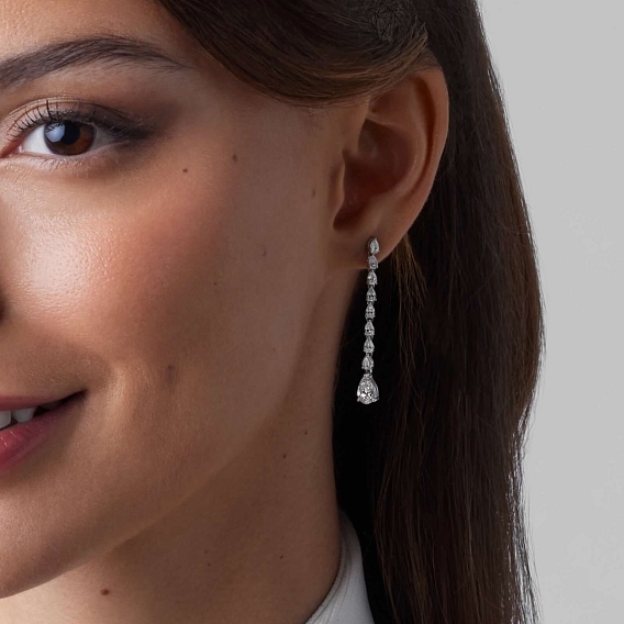 14K White Gold Pear Earrings 2 CTW