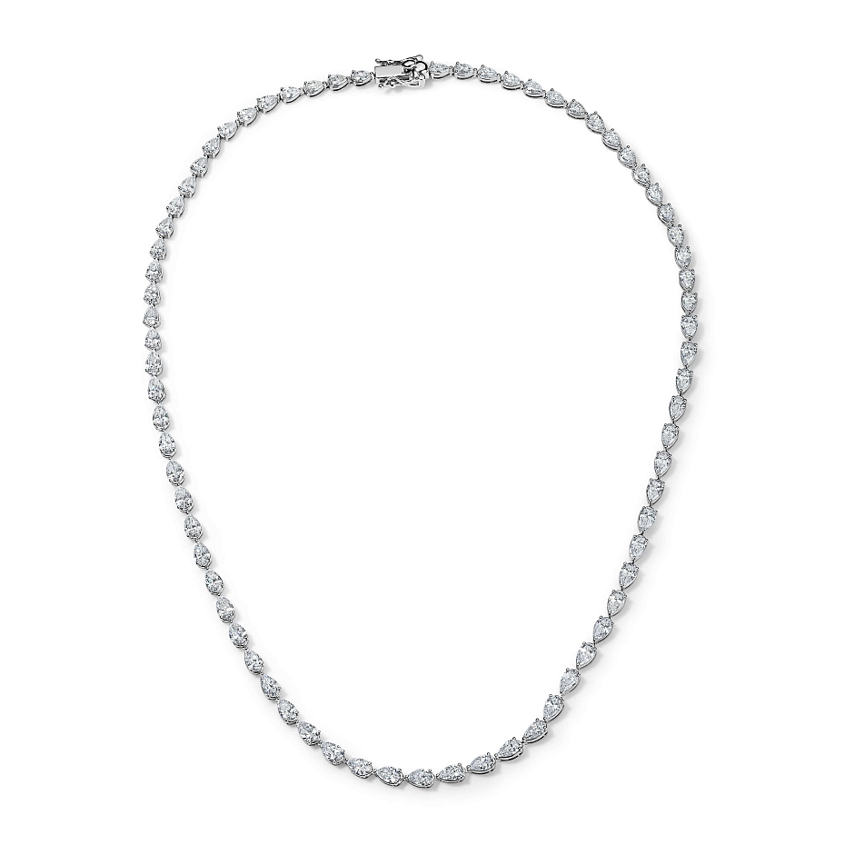 picture 14k White Gold Pear Tennis Necklace 14 CTW