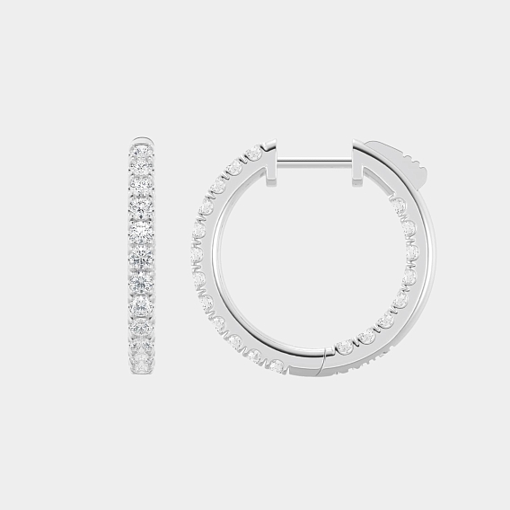 14K White Gold Round Hoops 1.3'' 3 CTW…
