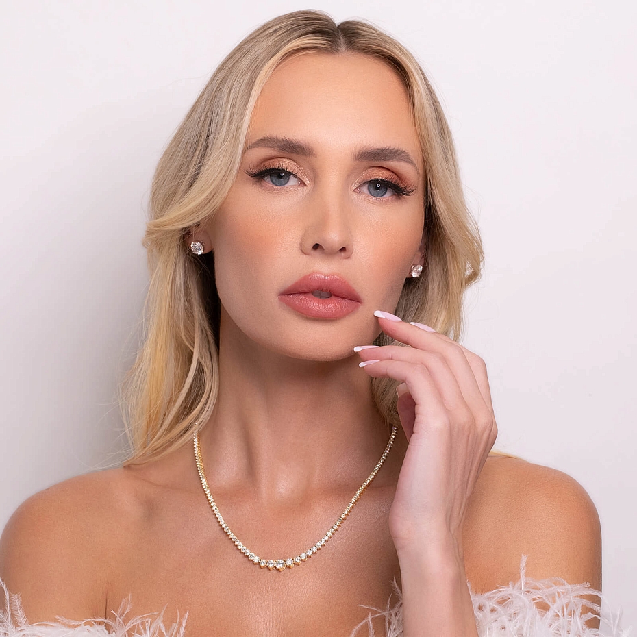 picture 18K Yellow Gold Graduating Necklace 14 CTW...