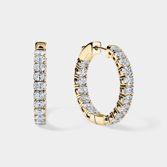 14K Yellow Gold Oval Hoops 3.5 CTW