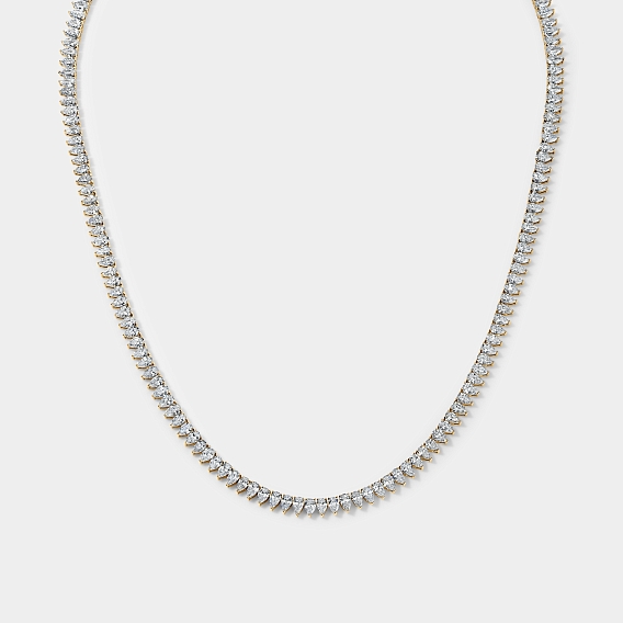 14k Yellow Gold Pear Tennis Necklace 13 CTW