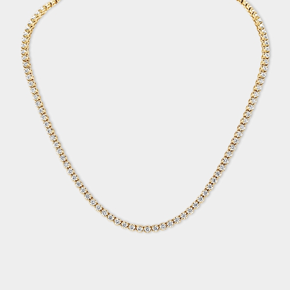 14K Yellow Gold Crown Tennis Necklace 9 CTW