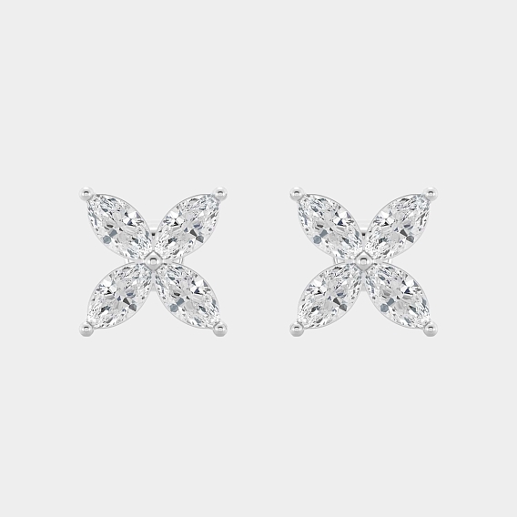 14K White Gold Marquise Studs 1.25 CTW