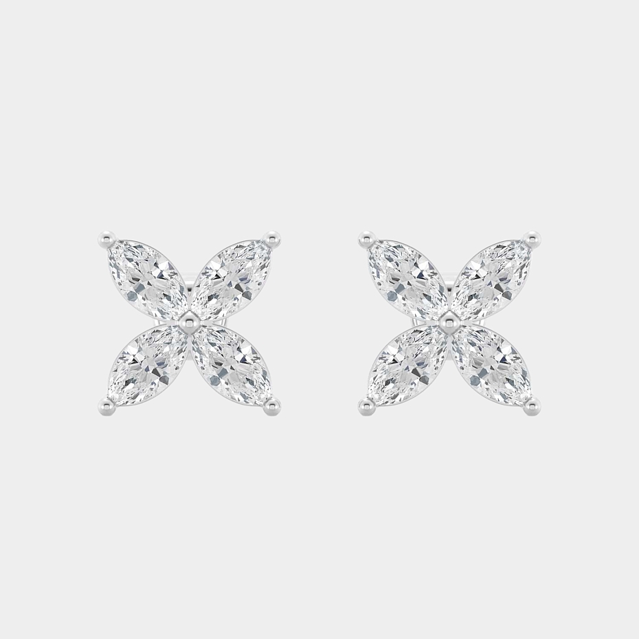 picture 14K White Gold Marquise Studs 1.25 CTW