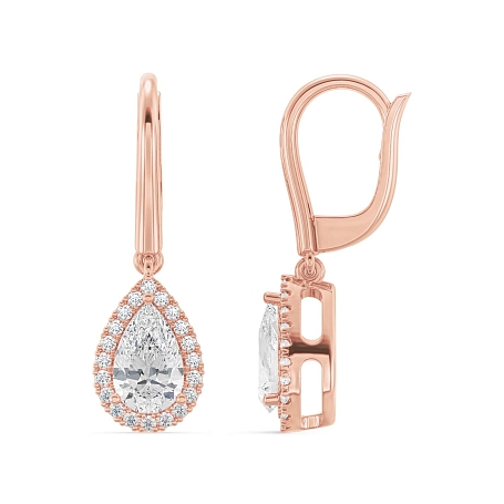 picture 14K Rose Gold Pear Halo Earrings 1.7 CTW – Setepai