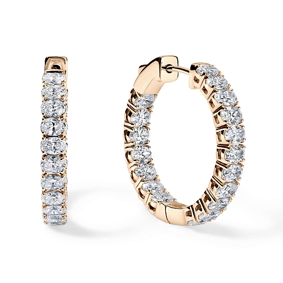 14K Rose Gold Oval Hoops 3.5 CTW