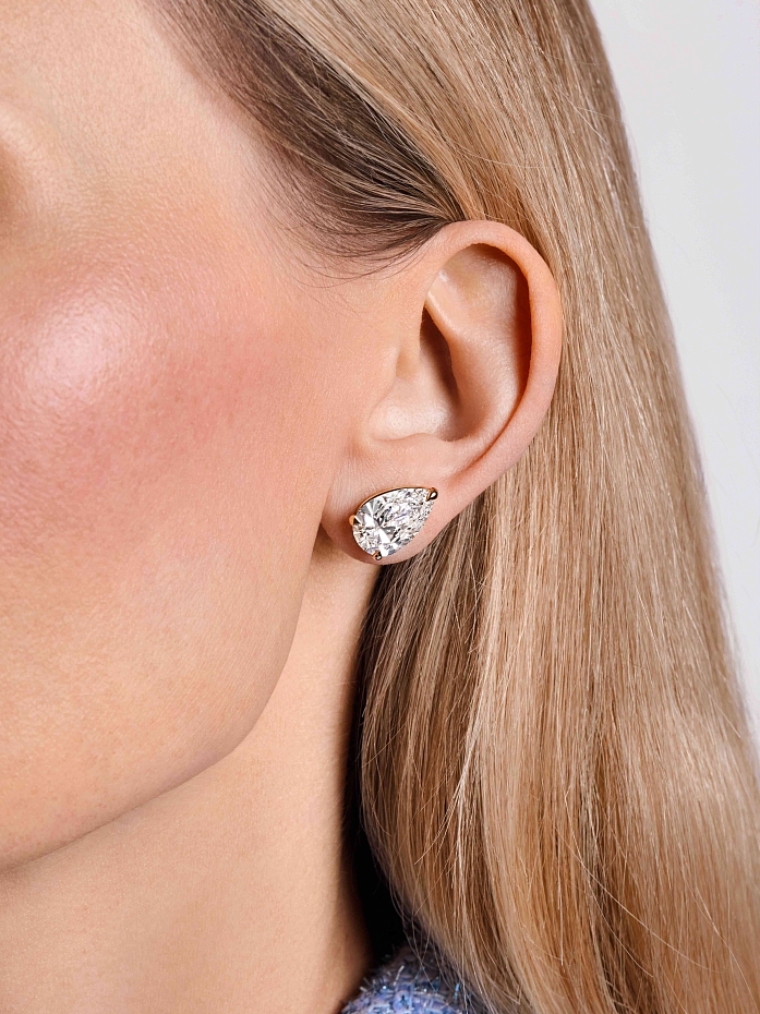 picture 14K Yellow Gold Pear Studs 9 CTW