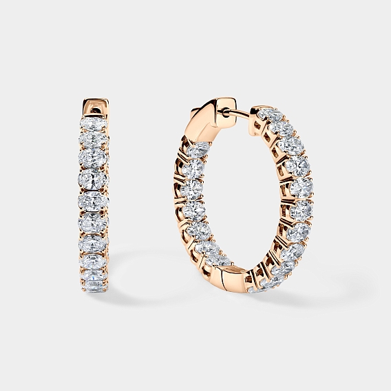 14K Rose Gold Oval Hoops 3.5 CTW