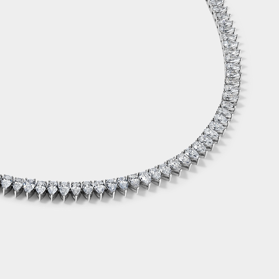 picture 14k White Gold Pear Tennis Necklace 13 CTW