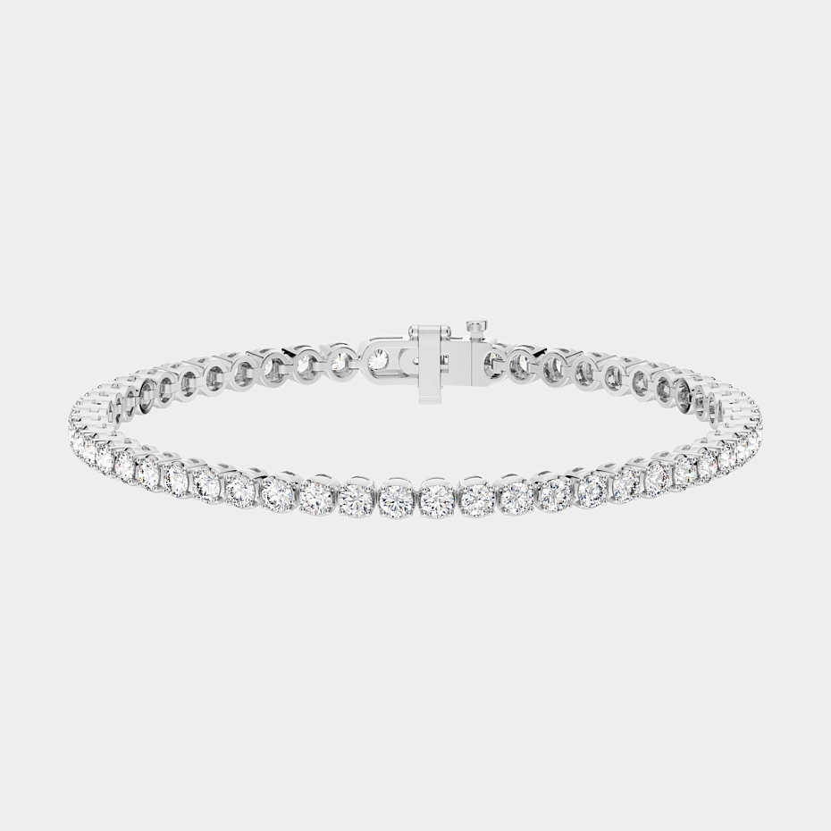 picture 14K W Gold 4-Prong Round Tennis Bracelet 5 CTW…