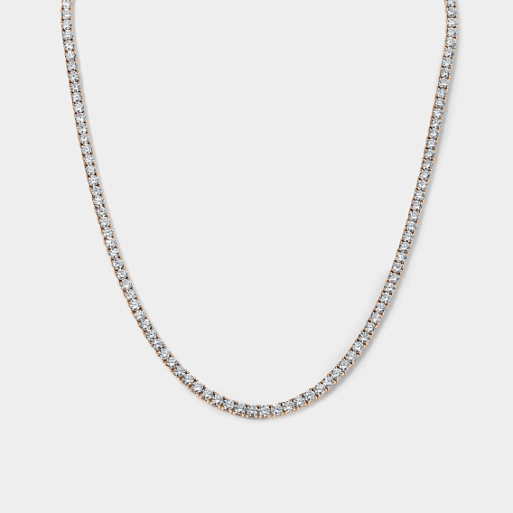 14K Rose Gold Classic Tennis Necklace 6 CTW...