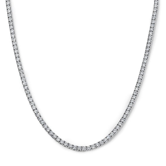 14K White Gold Classic Tennis Necklace 19 CTW...