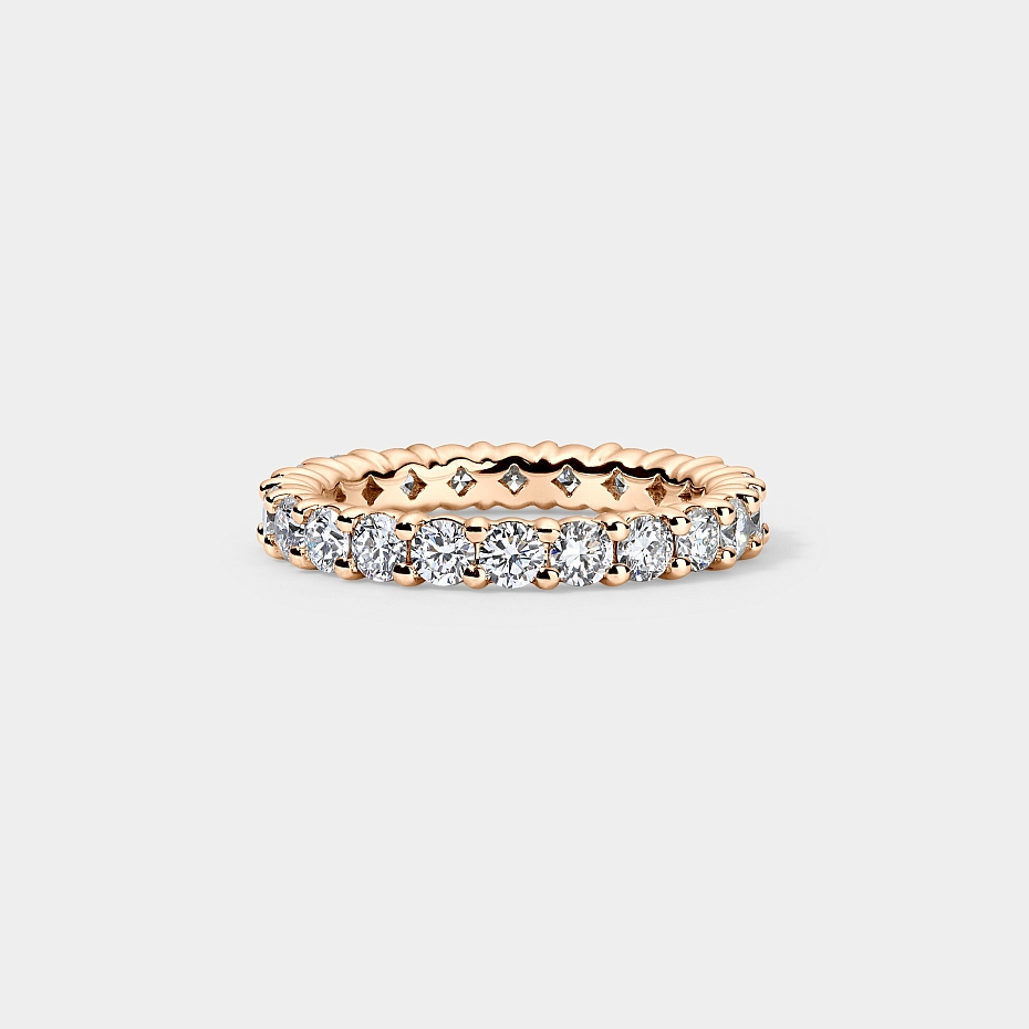 picture 14K Rose Gold  Round Split Eternity Ring 2 CTW…
