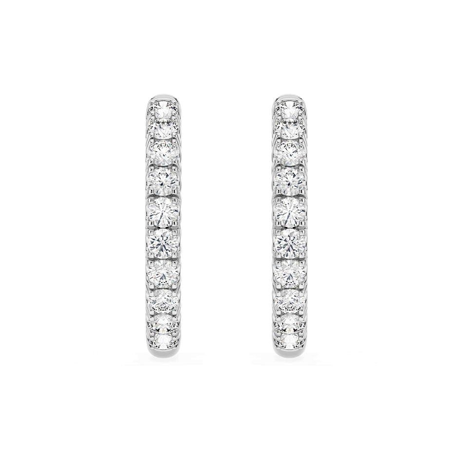 picture 14K White Gold Round Split Hoops 3 CTW…