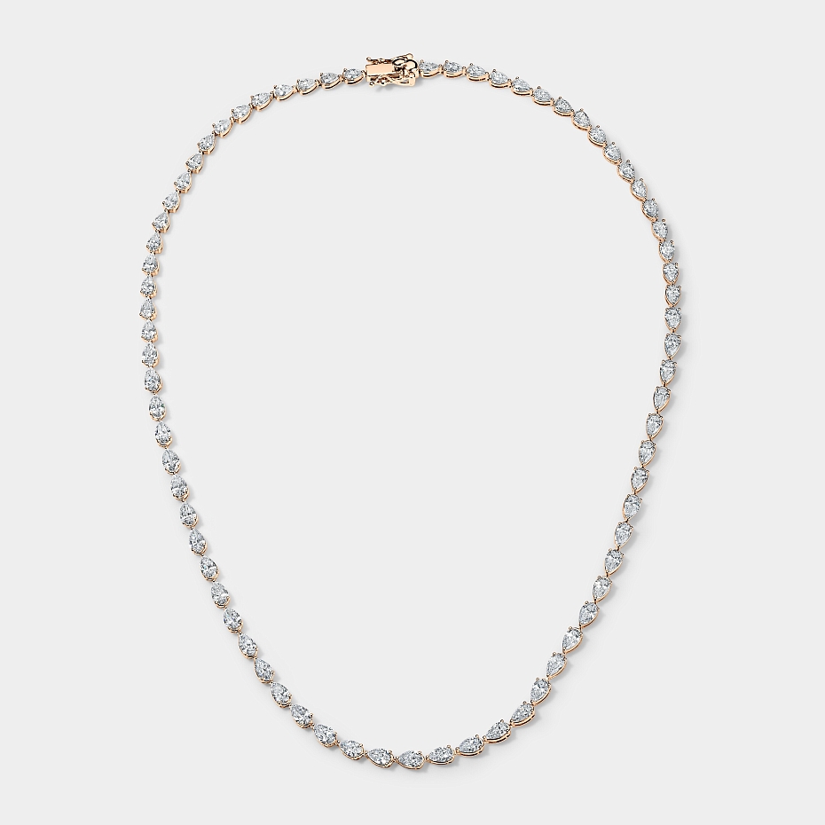 picture 14k Rose Gold Pear Tennis Necklace 14 CTW