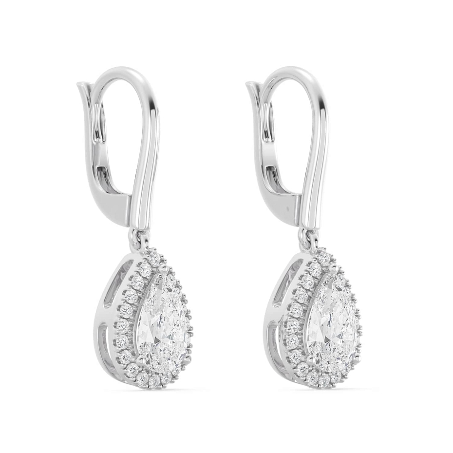 picture 14K White Gold Pear Halo Earrings 1.7 CTW