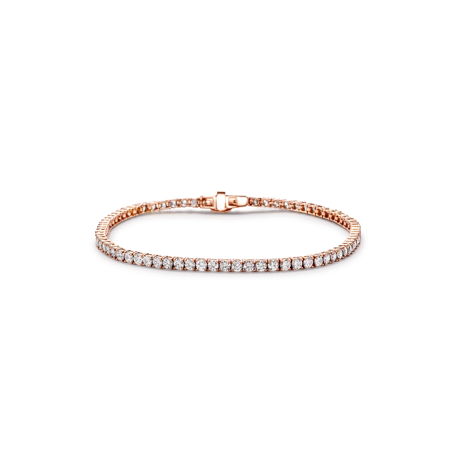 picture 14K Rose Gold Classic Tennis Bracelet (4 CTW...