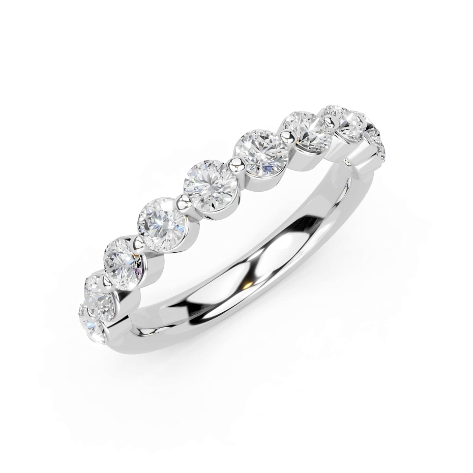 picture 14K White Gold Rounded Anniversary Ring 1 CTW…