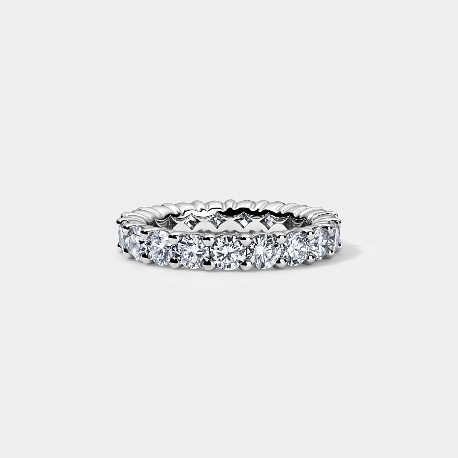 picture 14K White Gold Round S Eternity Ring 2 CTW…