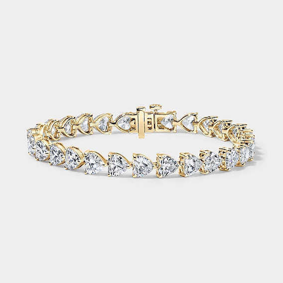 14K White Gold Heart Tennis Bracelet 16 CTW