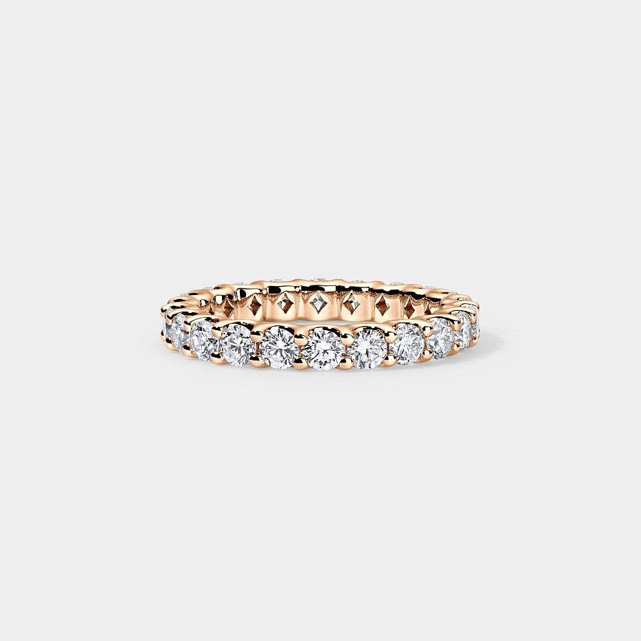 picture 14K Rose Gold U Round Eternity Ring 2 CTW…