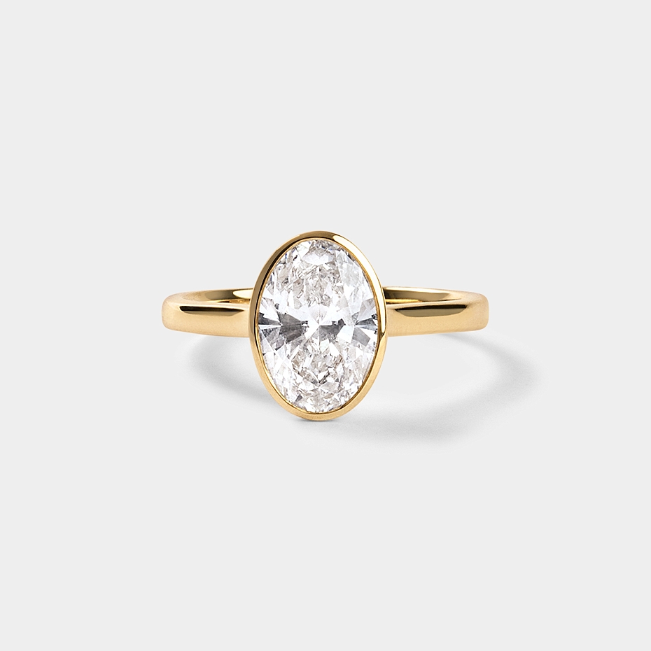 picture Bezel set Oval CUT SOLITAIRE ENGAGEMENT RING