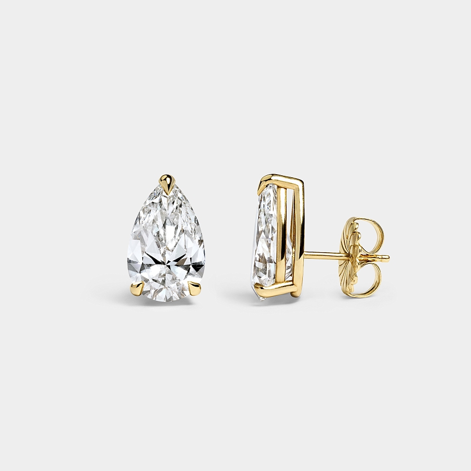 picture 14K Yellow Gold Pear Studs 9 CTW