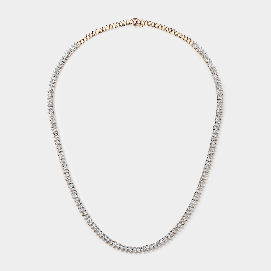 picture 14k Rose Gold Pear Tennis Necklace 13 CTW