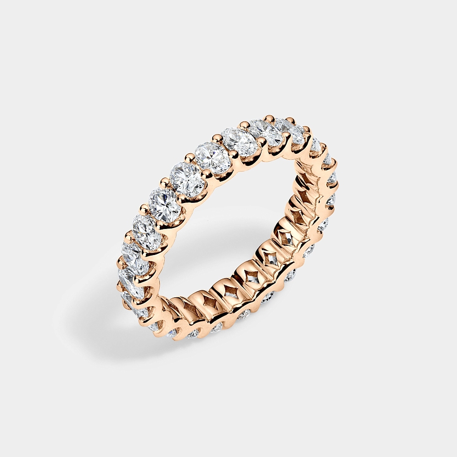 picture 14K Rose Gold U Oval Eternity Ring 2.5 ctw…