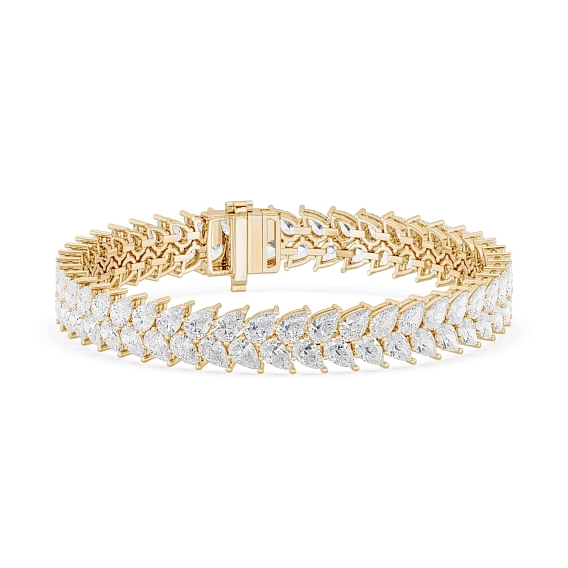 14K Yellow Gold Pear Tennis Bracelet (15 CTW)