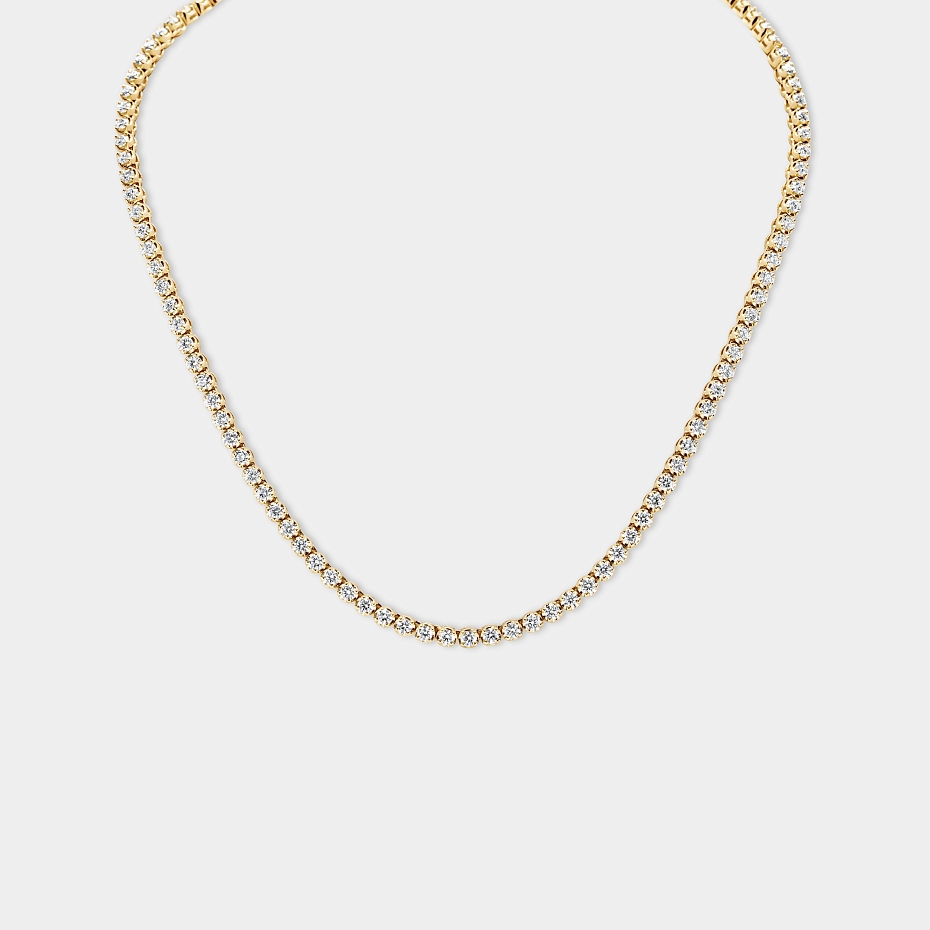 picture 14K Yellow Gold Crown Tennis Necklace 9 CTW