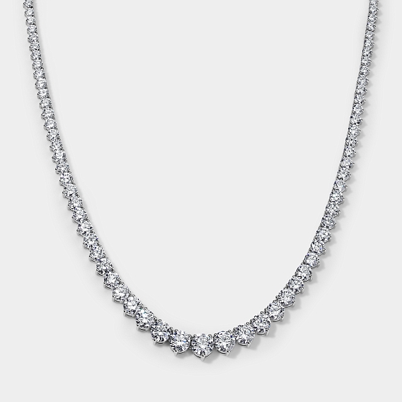 14K White Gold Graduating Necklace 17 CTW...